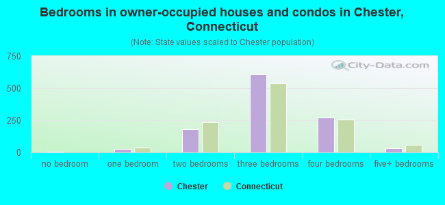 Bedrooms in owner-occupied houses and condos in Chester, Connecticut