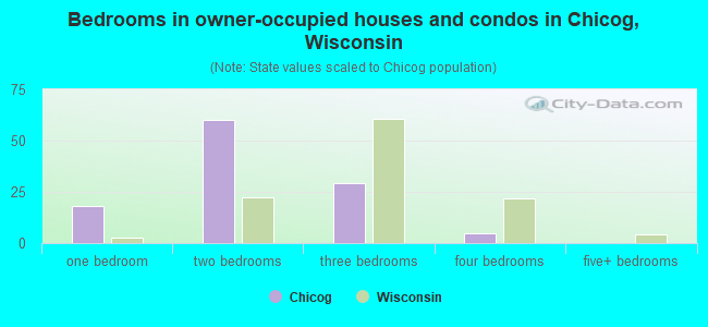 Bedrooms in owner-occupied houses and condos in Chicog, Wisconsin