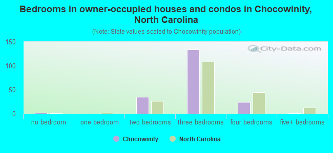 Bedrooms in owner-occupied houses and condos in Chocowinity, North Carolina