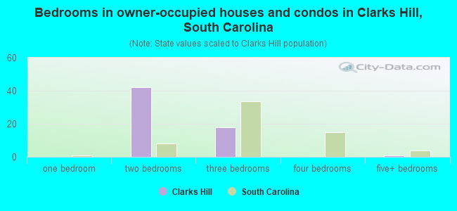Bedrooms in owner-occupied houses and condos in Clarks Hill, South Carolina