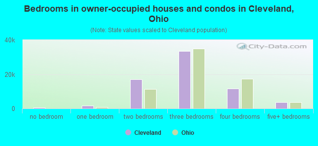 Bedrooms in owner-occupied houses and condos in Cleveland, Ohio