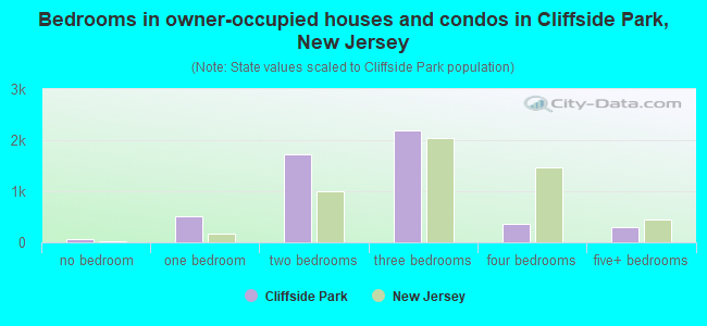 Bedrooms in owner-occupied houses and condos in Cliffside Park, New Jersey