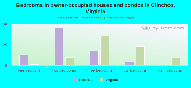 Bedrooms in owner-occupied houses and condos in Clinchco, Virginia