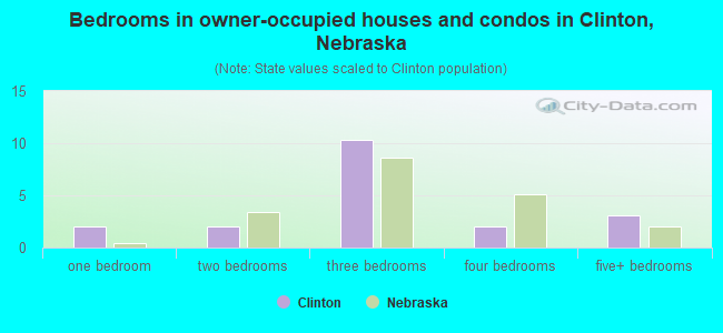 Bedrooms in owner-occupied houses and condos in Clinton, Nebraska
