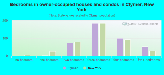 Bedrooms in owner-occupied houses and condos in Clymer, New York