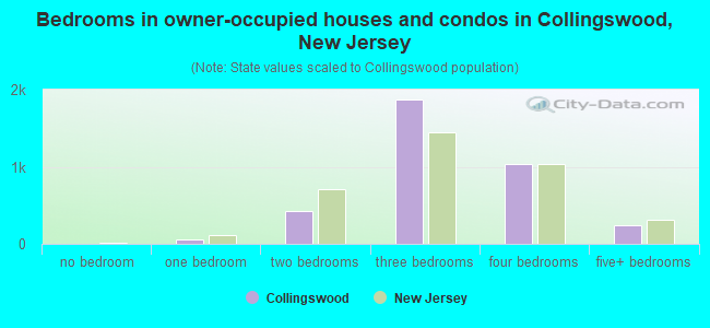 Bedrooms in owner-occupied houses and condos in Collingswood, New Jersey
