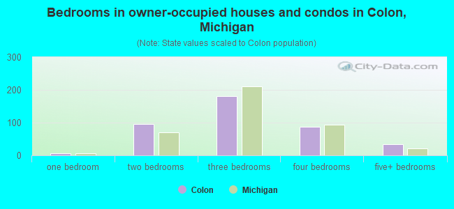 Bedrooms in owner-occupied houses and condos in Colon, Michigan