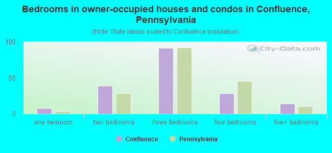 Bedrooms in owner-occupied houses and condos in Confluence, Pennsylvania
