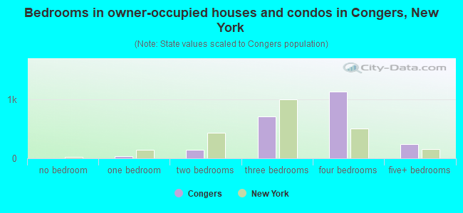 Bedrooms in owner-occupied houses and condos in Congers, New York