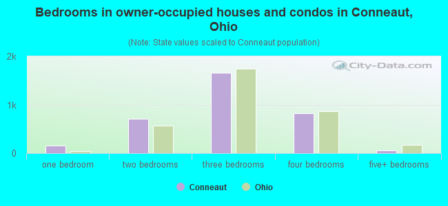 Bedrooms in owner-occupied houses and condos in Conneaut, Ohio