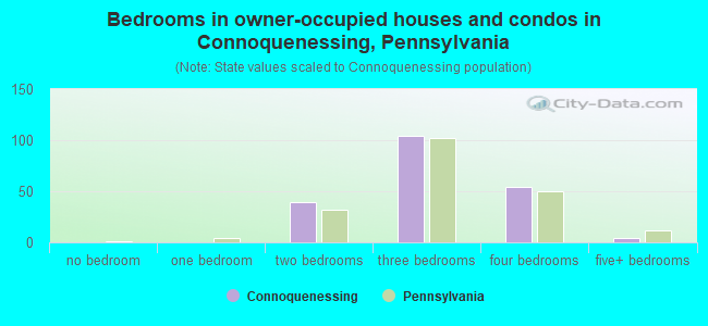 Bedrooms in owner-occupied houses and condos in Connoquenessing, Pennsylvania