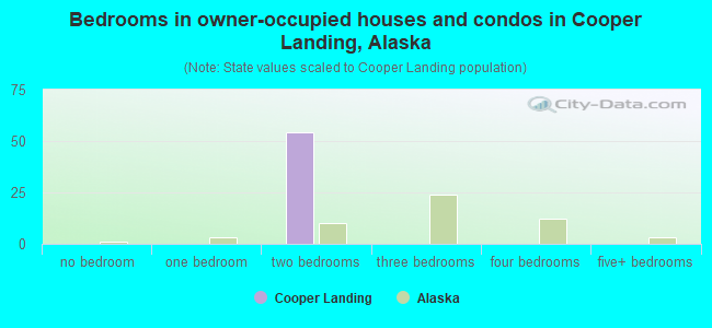 Bedrooms in owner-occupied houses and condos in Cooper Landing, Alaska