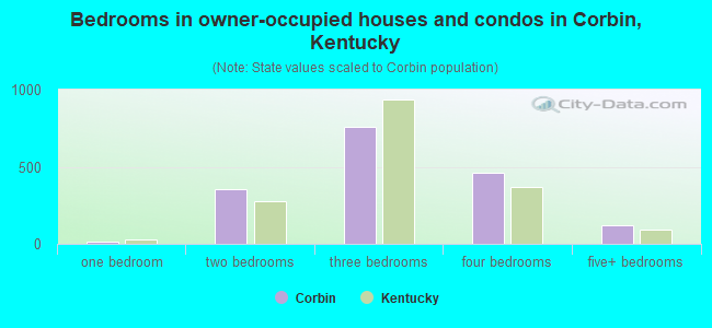 Bedrooms in owner-occupied houses and condos in Corbin, Kentucky
