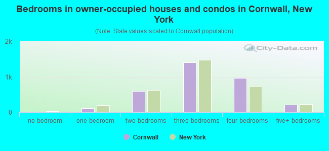Bedrooms in owner-occupied houses and condos in Cornwall, New York