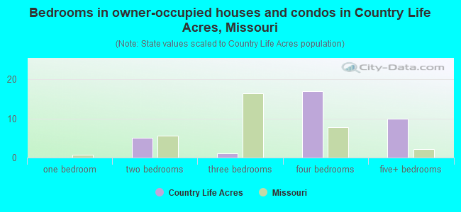 Bedrooms in owner-occupied houses and condos in Country Life Acres, Missouri