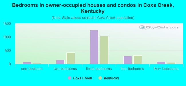 Bedrooms in owner-occupied houses and condos in Coxs Creek, Kentucky