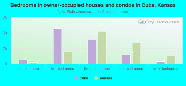 Bedrooms in owner-occupied houses and condos in Cuba, Kansas