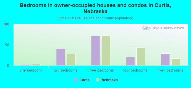 Bedrooms in owner-occupied houses and condos in Curtis, Nebraska