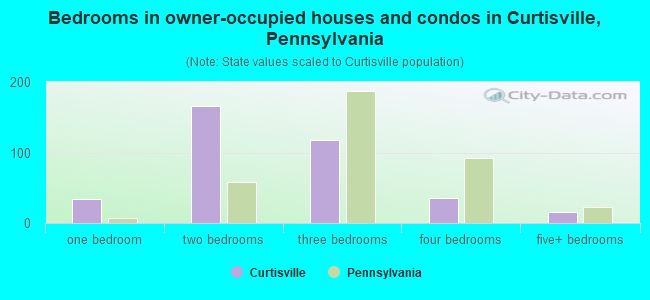 Bedrooms in owner-occupied houses and condos in Curtisville, Pennsylvania