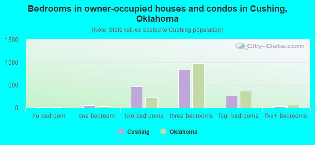 Bedrooms in owner-occupied houses and condos in Cushing, Oklahoma
