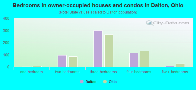 Bedrooms in owner-occupied houses and condos in Dalton, Ohio