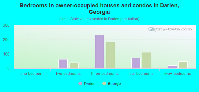 Bedrooms in owner-occupied houses and condos in Darien, Georgia