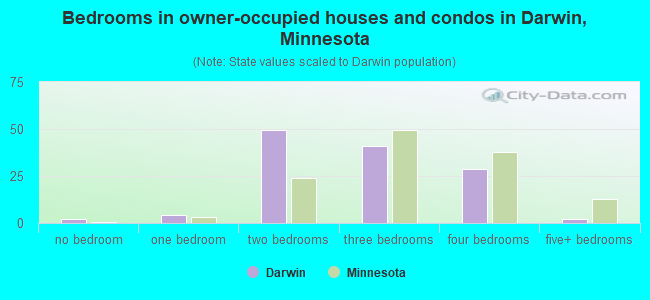 Bedrooms in owner-occupied houses and condos in Darwin, Minnesota