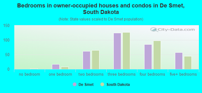 Bedrooms in owner-occupied houses and condos in De Smet, South Dakota