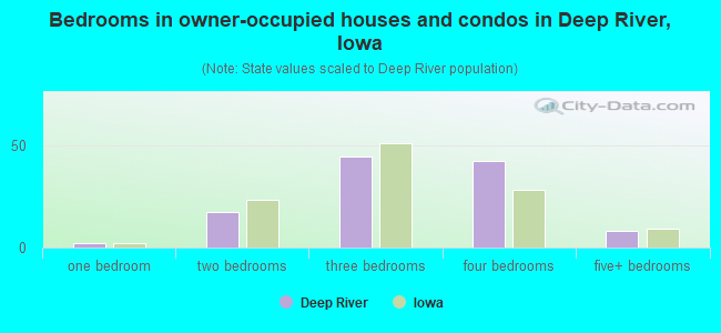 Bedrooms in owner-occupied houses and condos in Deep River, Iowa