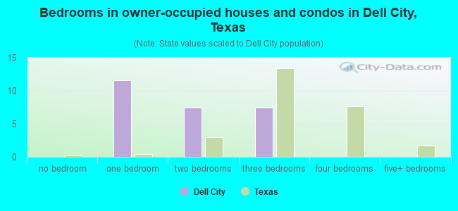 Bedrooms in owner-occupied houses and condos in Dell City, Texas