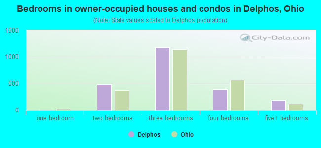 Bedrooms in owner-occupied houses and condos in Delphos, Ohio