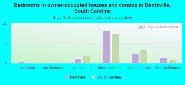 Bedrooms in owner-occupied houses and condos in Dentsville, South Carolina