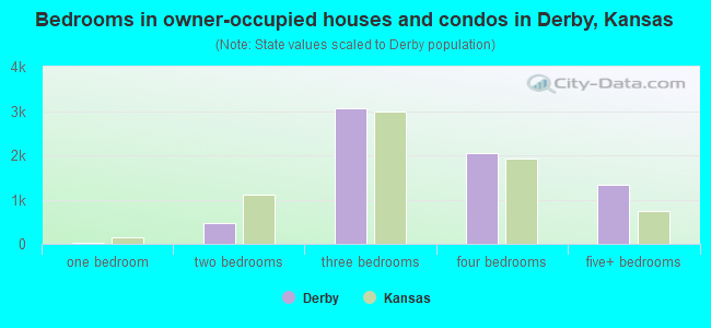 Bedrooms in owner-occupied houses and condos in Derby, Kansas