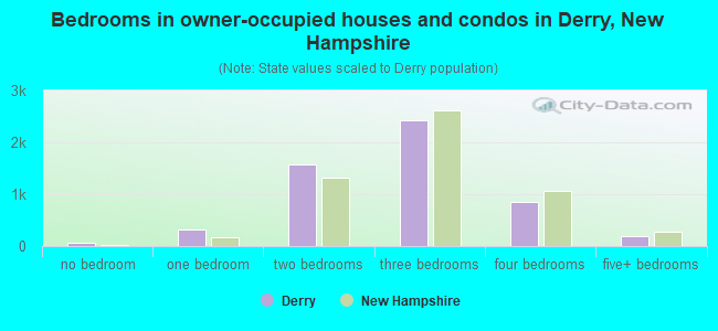 Bedrooms in owner-occupied houses and condos in Derry, New Hampshire