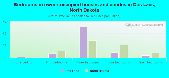 Bedrooms in owner-occupied houses and condos in Des Lacs, North Dakota