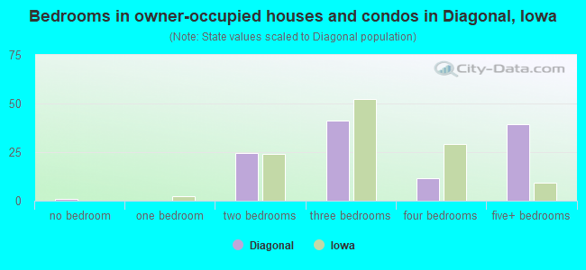 Bedrooms in owner-occupied houses and condos in Diagonal, Iowa