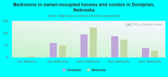 Bedrooms in owner-occupied houses and condos in Doniphan, Nebraska