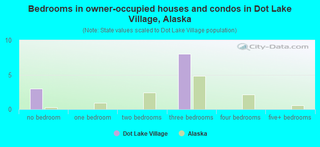 Bedrooms in owner-occupied houses and condos in Dot Lake Village, Alaska