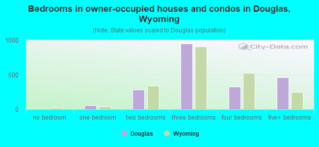 Bedrooms in owner-occupied houses and condos in Douglas, Wyoming