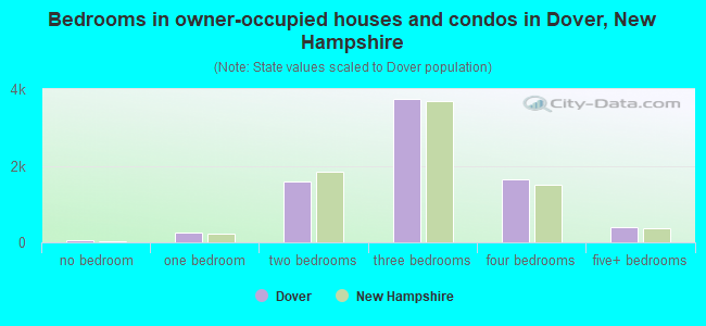 Bedrooms in owner-occupied houses and condos in Dover, New Hampshire