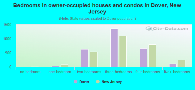 Bedrooms in owner-occupied houses and condos in Dover, New Jersey