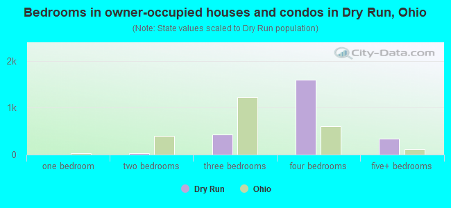 Bedrooms in owner-occupied houses and condos in Dry Run, Ohio