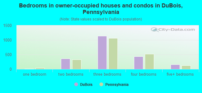 Bedrooms in owner-occupied houses and condos in DuBois, Pennsylvania