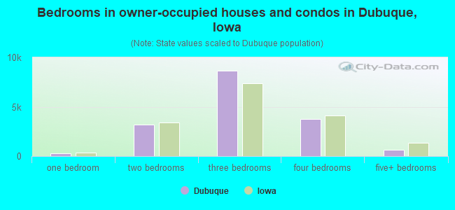 Bedrooms in owner-occupied houses and condos in Dubuque, Iowa