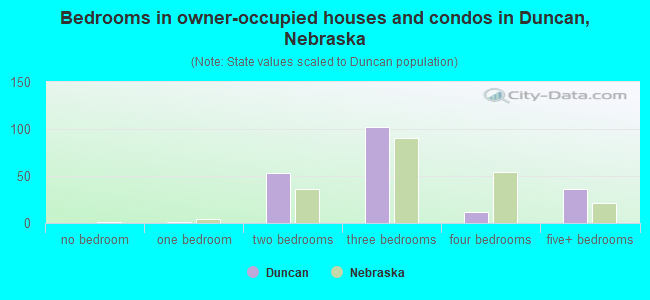 Bedrooms in owner-occupied houses and condos in Duncan, Nebraska