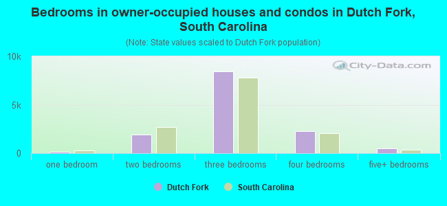 Bedrooms in owner-occupied houses and condos in Dutch Fork, South Carolina