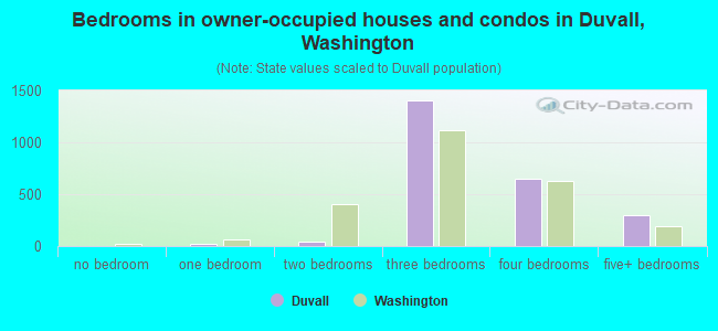 Bedrooms in owner-occupied houses and condos in Duvall, Washington