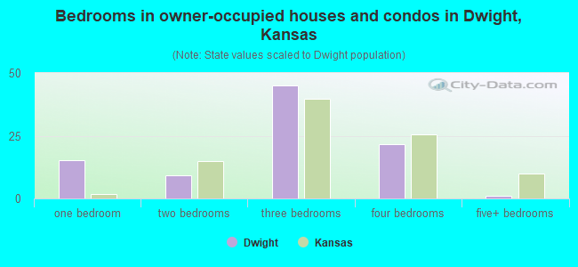 Bedrooms in owner-occupied houses and condos in Dwight, Kansas