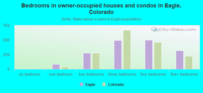 Bedrooms in owner-occupied houses and condos in Eagle, Colorado