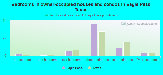 Bedrooms in owner-occupied houses and condos in Eagle Pass, Texas